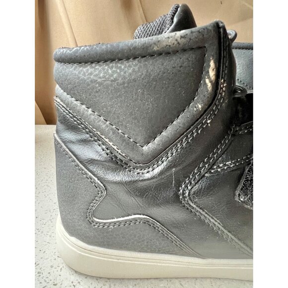 Black High-Top Sneakers With Velcro Strap Closure Size 6 Synthetic Leather Unise - Picture 8 of 10